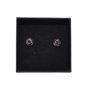 Swarovski Rhodium-Plated Purple Crystal Stud Earrings – 0.5 cm
